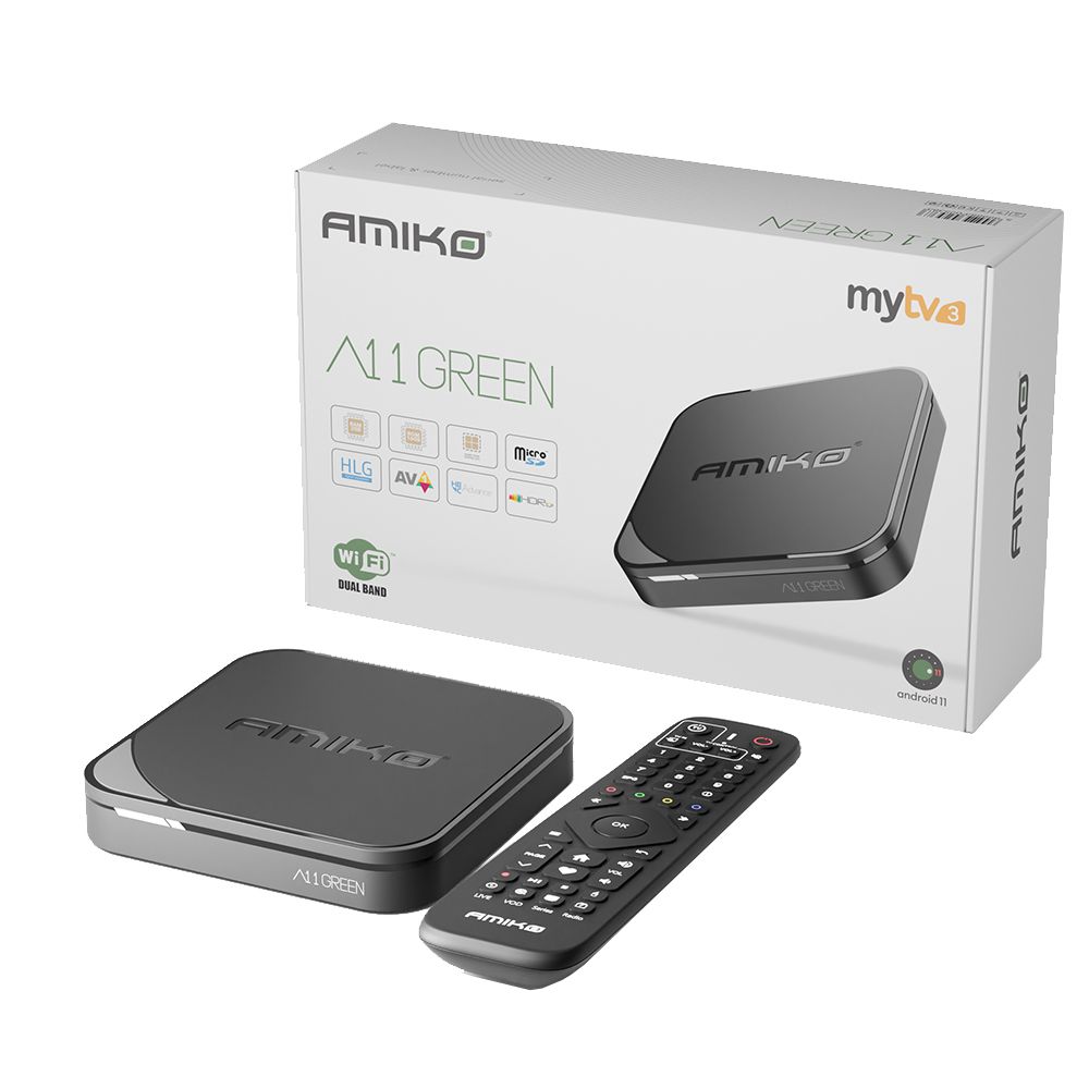 amimo11 Amiko A11 Green 4K UHD Streaming Box | Ziezotec.nl