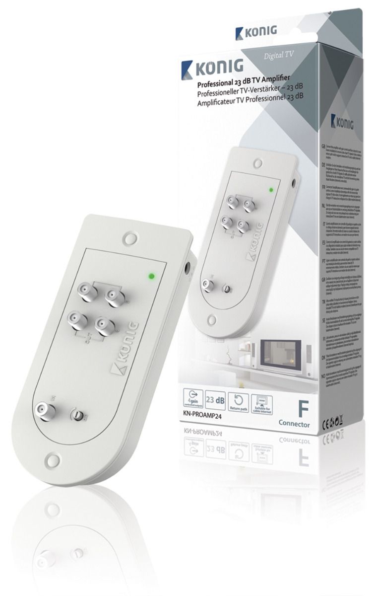 Bedienen deed het Labe TV-versterker 23 dB 4 uitgangen + retour | Ziezotec.nl